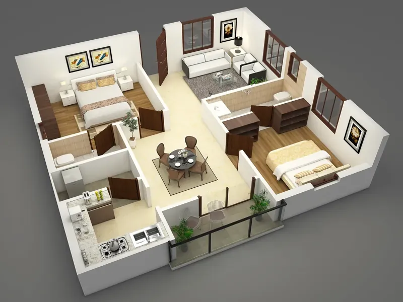 2.5 BHK indicative floor plan at Brigade Kadugodi near Kadugodi Metro Station East Bangalore
