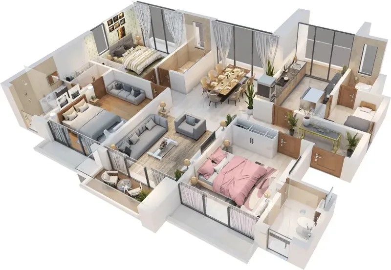 4 BHK indicative floor plan at Brigade Kadugodi near Kadugodi Metro Station East Bangalore