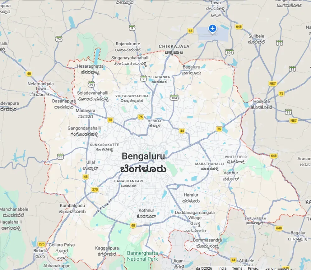 Location map of Brigade Kadugodi near Kadugodi Metro Station Whitefield-Hoskote Road East Bangalore